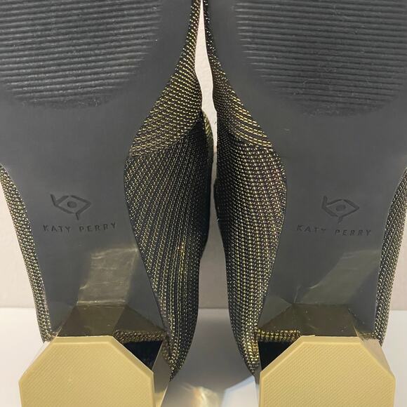 Katy Perry Diana Ankle Booties Stretch Pull On Metallic Gold Block Heels sz 7.5 - Picture 11 of 13